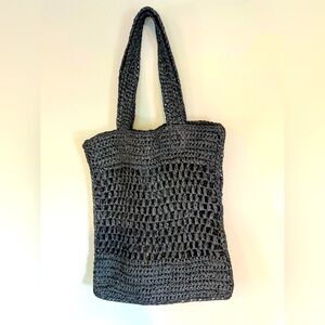 Black crochet tote bag